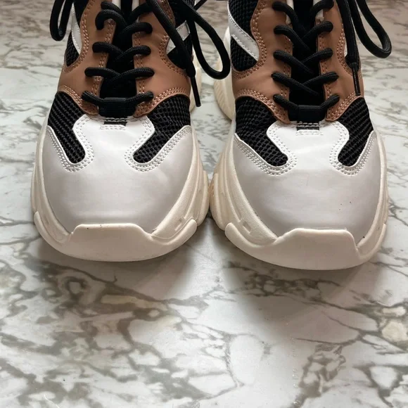 Madden NYC Women's Dad Lace Up Sneakers in Black and Tan - Picture 3 of 9